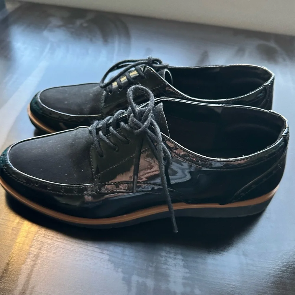 NEXT Forever Comfort Black Brogue Detail Chunky Sole Lace Up Loafer Shoes Size 5 - Picture 6 of 12